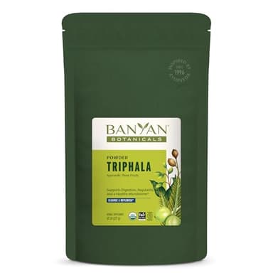 Banyan Botanicals Triphala Powder - Organic Digestion Supplement with Amla, Haritaki & Bibhitaki – Digestion, Colon Support & Healthy Gut Microbiome* – 1/2 lb – Non-GMO Sustainably Sourced Vegan