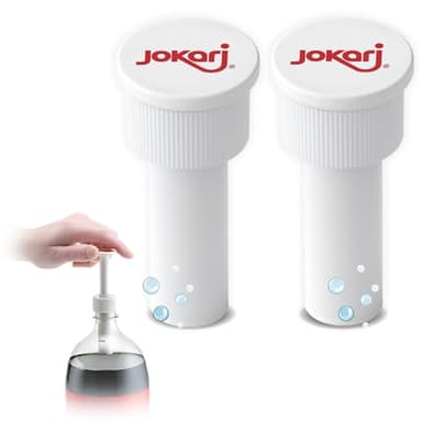 Jokari Fizz Keeper Pump Cap for 2 Liter Soda Bottles 2 Pack Pressurizing Carbonation Saver for Soft Drinks Reusable Cap Keeps Soda Fizzy Dishwasher Safe for 1 to 2 Liter Bottles