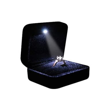 Omeet Velvet Metal Glossy with LED Jewelry Gift Box for Proposal, Engagement, Wedding - Easy to fit into Your Pocket or Handbag