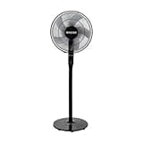 Hurricane Oscillating Pedestal Stand Fan, 12-Speed Cooling Unit, 16", Black - With Remote Control, Adjustable Tilt & Height, for Home, Bedroom, Office & Dorm