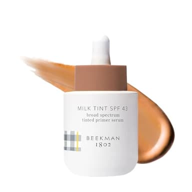 Beekman 1802 Milk Tint Face Primer with SPF 43, Rich - Oxybenzone Free - 1 oz - Tinted Mineral SPF, Makeup Primer & Moisturizer - Blends Seamlessly - Good for Sensitive Skin - Cruelty Free