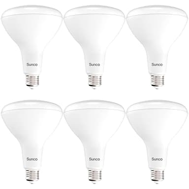 Sunco 6 Pack BR40 LED Light Bulbs, Indoor Flood Lights, Recessed Can Light Bulb, 1400 LM, 17W (100W Equivalent), 3000K Warm White, Dimmable, E26 Base, for Home, Bedroom, Kitchen UL