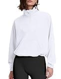 PrettyGuide Womens Sweatshirts Scuba Duped Half Zip Pullover Cropped Quarter Zipper Hoodies White S
