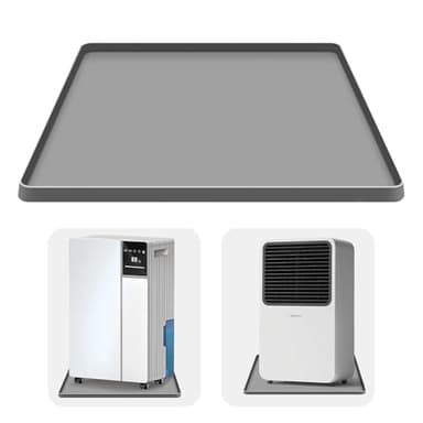Dehumidifier Drip Mat, 23.6'' x 19.7'' x 0.78'' Humidifier Silicone Drip Mat With Raised Edge, Non-Slip,Spill-Proof, Dehumidifier Drip Tray,Prevent Water Leakage and Protect Floor & Carpet-Grey