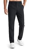 Libin Mens Golf Pants Classic Fit Stretch Work Dress Pants 32" Quick Dry Lightweight Business Casual Trousers Comfort Water Resistant, Black, 33W x 32L
