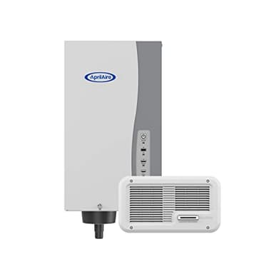 AprilAire 865 Whole-House Steam Humidifier, Manual Steam Humidifier with Wall Mount Fan, Whole-House Humidifier for Homes without HVAC Duct System up to 10,300 Sq. Ft., White