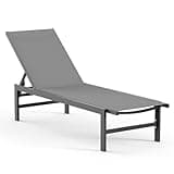 Vexwalx Outdoor Lounge Chairs for Pool, Aluminum Chaise Lounge Chairs with 5-Position Recliner, Patio Lounge Chair for Backyard, Poolside, Deck, Lawn, Dark Gray