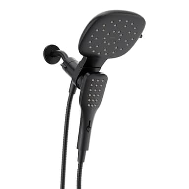 Moen Verso Matte Black Eco-Performance Infiniti Dial Square Standard Shower Head With Detachable Hand Shower Combo, 7-Inch Spray Head, 220C4EPBL