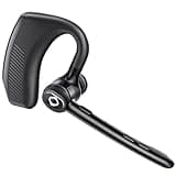 Wireless Headset Bluetooth Earpiece with Dual Noise Canceling Microphone Hands Free Headphones Single Ear Earphone Over Ear Earbud for iPhone Samsung Android Cellphones TV PC Trucker Game Work Driving
