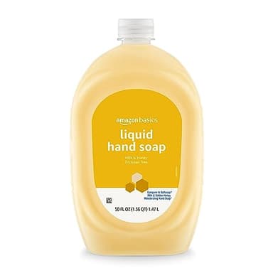 Amazon Basics Liquid Hand Soap Refill, Milk and Honey Scent, Triclosan-Free, pH Balanced, Dermatologist Tested, 50 Fluid Ounces