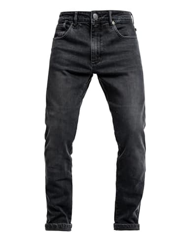 John Doe Pioneer Mono Motorcycle Jeans for Men - Urban Slim Fit Riding Pants with AAA XTM-Fiber Protection, Water-Repellent & Breathable Streetwear Style - Used Black - 38/32