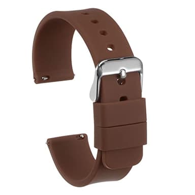 HARFINGTON Silicone Watch Band 20mm Width Quick Release Soft Rubber Replacement Watch Strap with Stainless Steel Buckle for Men Women, Brown