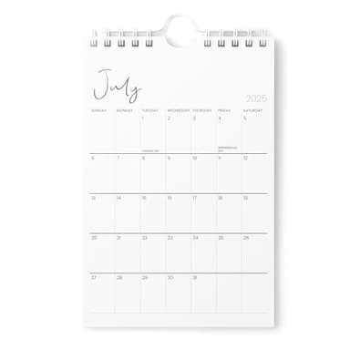 Karto Mini Wall Calendar 2025-2026 - Vertical 6x9 inch July 2025 to December 2026 - Small, Versatile, and Easy Planning with the Aesthetic Desk Monthly Calendar - Cursive