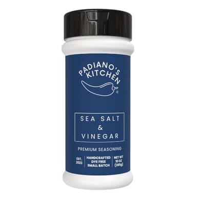 Sea Salt & Vinegar Seasoning, 10 oz, Premium Dye-Free Spice Blend from Padiano's Kitchen, Made in USA