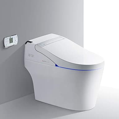 WOODBRIDGE B0960S Auto Flush, Auto Open & Auto Close, 1.28 GPF Single Flush Toilet with Intelligent Smart Seat and Wireless Remote Control, Chair Height