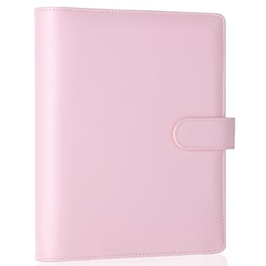 Antner A5 Binder 6 Ring Refillable Notebook Planner Cover for A5 Planner Inserts & Refill Paper, PU Leather Loose Leaf Budget Binder Personal Organizer Kpop Photocard Holder with Magnetic Buckle, Pink