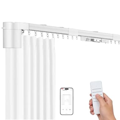 Smart Electric Curtain Track, 177" Motorized Curtain Rail with APP & Remote Control, Ultra Quiet Automatic Smart Home Curtain System for Living Room Bedroom, Fixed-Length Design for Smoother Operation