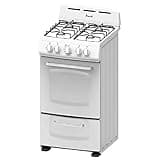 Avanti GRO20P0W Gas Range Oven Compact Freestanding Design, 4 Burners with Electronic Ignition, 2.1 Cu.Ft. Capacity Features Solid Door Storage Drawer Broiler and Accessories, 20-Inch, White