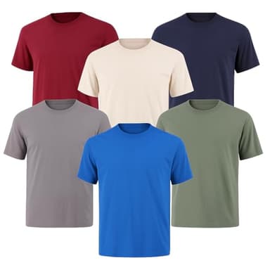 6-Pack Bulk Men’s T-Shirts – Soft Pre-Shrunk Premium Cotton, Short Sleeves, Reinforced Collar, Crew Neck, Casual Fit
