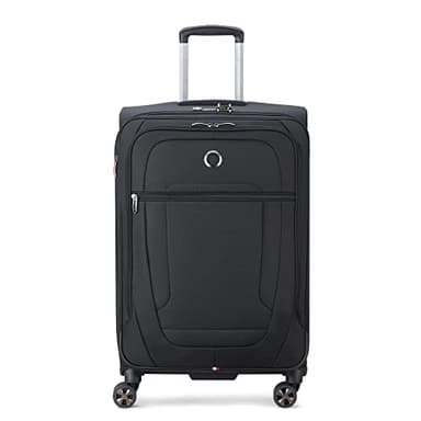 DELSEY PARIS Helium DLX Softside Expandable Luggage with Spinner Wheels, Black, Checked-Medium 25 Inch