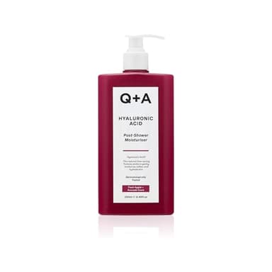 Q+A Hyaluronic Acid Post Shower Moisturizer (250ml), Wet-Skin Body Lotion with Avocado & Hazelnut Oils, Prebiotic Hydration, Locks In Moisture Quickly, Non-Greasy, Dry Skin Moisturizer