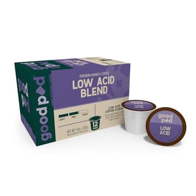 goodPOD Low Acid Blend Single Serve Coffee K Cup Pods, Arabica Coffee, Medium Roast, 12 Count
