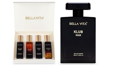 Bella Vita Luxury Men’s Premium Perfume Gift Bundle | Gift Set (4 x 0.68 fl. oz.) & KLUB Eau De Parfum (3.38 fl. oz.) | Elegant & Intense Fragrances for Men | Citrusy, Woody, Spicy Scents