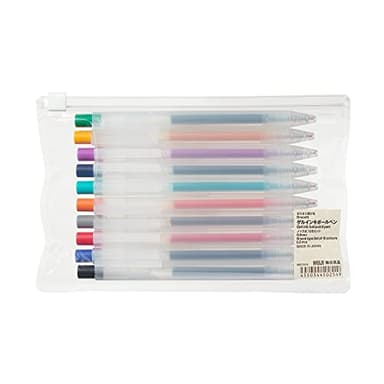 MUJI Smooth Gel Knock Type Pen 0.5mm 10 Colors Set (Japan import)