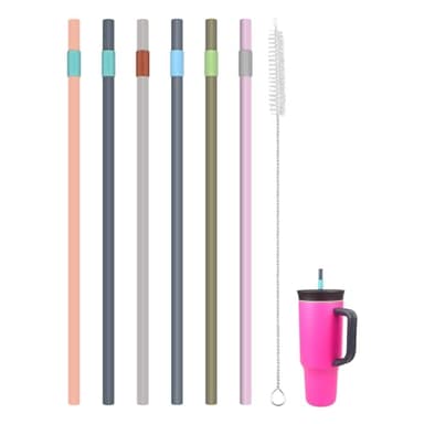 KLOWOAH Replacement Straws for Owala 40oz Tumbler, with 1 Brush,6 Pack (6 Colours)
