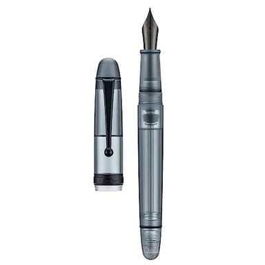 Asvine V126 Vacuum Filling Fountain Pen, Matte Black Acrylic Fine Nib, Large-Capacity Pen with Gift Case