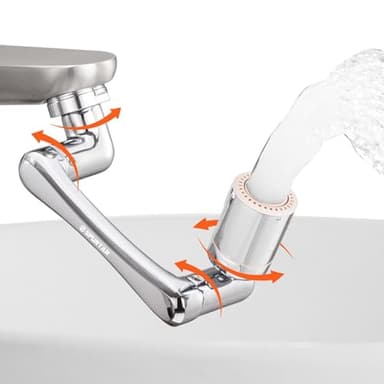 Spurtar 1440° Sink Faucet Aerator Extension Swivel Faucet Extender, 2 Sprayer Modes Rotatable Bathroom Kitchen Head Replacement Tap Attachment with Filter for G 1/2", 55/64",15/16"