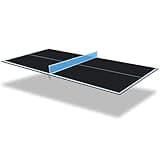 Ping Pong Table Top, 8ft Foldable Ping Pong Table Topper for Pool Table, Indoor Outdoor Mid-Size Tennis Conversion Top with Net and Foam Padding, Black