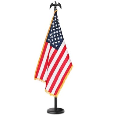 Indoor Flag Pole and Stand,8FT Flagpole Kit with Base Eagle Topper 3x5 FT USA Flag,Heavy Duty Indoor Flag Pole for City Hall/Businesses/Office/Auditorium/School/Home