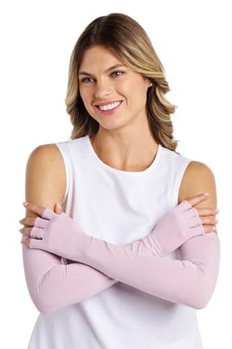 Coolibar Long Fingerless UV Sun Gloves - UPF 50+ Sun Protection - Perpetua in Dusty Mauve