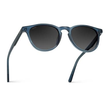 WearMe Pro Men's Round Polarized Sunglasses, Classic Cobalt Blue Frame, Gradient Black Lens, Retro Style, Lightweight UV400 Protection Shades - WMP Eyewear