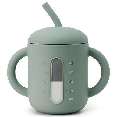 SAMiGO Silicone Sippy Cup, Baby Straw Cup for 6 12 18 Months, Sippy Cup with Straw for Toddlers 1-3 Years, Baby Water Cup for Drinking and Training, 6 oz