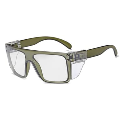 BEASVFE Z87 Photochromic Safety Glasses Transition Safety Glasses - With Lightweight Frame & Removeable Side Shields Anti Bluelight UV400 (Green)