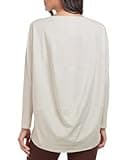 HeyNuts Women's Pima Cotton Long Sleeve Shirts Workout Boat Neck Loose Fit Soft Tops Athletic Casual Shirts White Opal M(8/10)