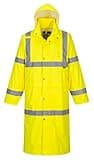 Portwest UH445 Men's Waterproof Hi Vis Raincoat - Reflective Lightweight Long Rain Jacket with Hood Safety Workwear ANSI Class 3 Yellow, Large
