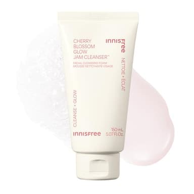 innisfree Cherry Blossom Glow Jam Cleanser, Sulfate Free, Korean Face Wash, Cleansing Foam for Glowing Glass Skin