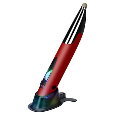 lychee Rechargeable Pocket Pen Mouse, Left/Right-Handed Wireless Optical Ergonomic Mouse with Stylus Function RGB Backlit Type-C & Micro USB Adapter for PC Laptop Notebook Mac (Red)
