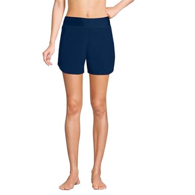 Lands' End Womens Sunshade UPF 50 5 Inch Board Shorts with Panty Deep Sea Navy Regular 14