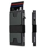 AUTLEY Slim Card Holder, Minimalist Pop Up Wallet for Men, RFID Blocking Mens Wallet with Cash Band (Black)