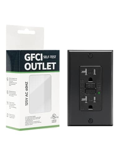 1-Pack 20 Amp GFI Electrical GFCI Outlet Self-Test Tamper Resistant (TR) Weather Resistant (WR) Ground Fault Receptacle with LED Indicator UL Listed Standard Wall Plate Included Black