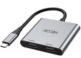 USB C to Dual HDMI Adapter, Dual Monitors Adapter USB C Adapter USB C Hub with 2 HDMI Docking Station 4K @60hz for Laptop HP Dell Surface Thinkpad…