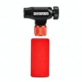 ZOYOSPORTS CO2 Inflator Presta and Schrader Valve Compatible Bicycle Tire Pump for Mountain and Road Bikes with Insulated Sleeve - No CO2 Cartridges Included, Quick&Easy (Black red)