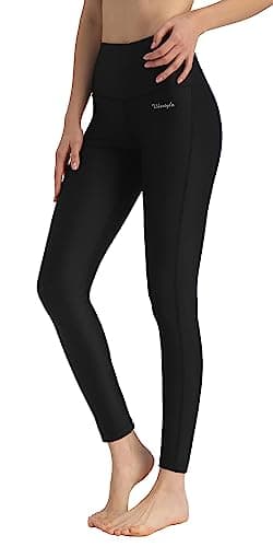 Ubestyle UPF 50+ High Waist Women's Swim Pants Swim Leggings Swimming Tights Rash Guard Pants Sun Protective Black (UBT3001BLACKM)