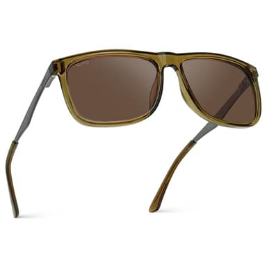 WearMe Pro Polarized Flat Top Narrow Square Mens Sunglasses (Crystal Verde/Brown Lens)