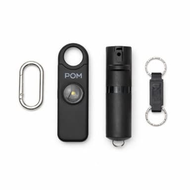 POM Pepper Spray & Personal Alarm Safety Kit – OC Self Defense Keychain Spray & Loud Emergency Alarm for Campus Safety, Women & Students (Keychain Model, Black X Black)