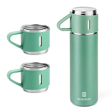 Stainless Steel Thermo 500ml/16.9oz Vacuum Insulated Bottle with Cup for Coffee Hot drink and Cold drink water flask.(Green,Set)